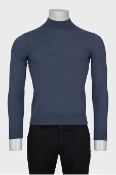 Men's blue wool turtleneck