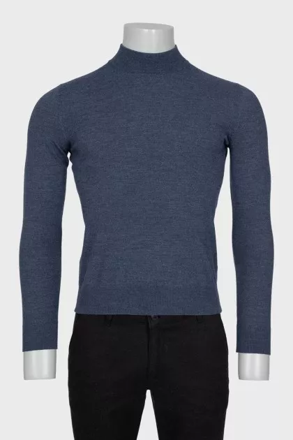 Men's blue wool turtleneck