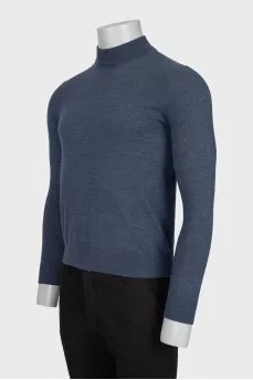 Men's blue wool turtleneck