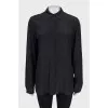 Loose fit silk button-down shirt