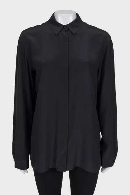 Loose fit silk button-down shirt