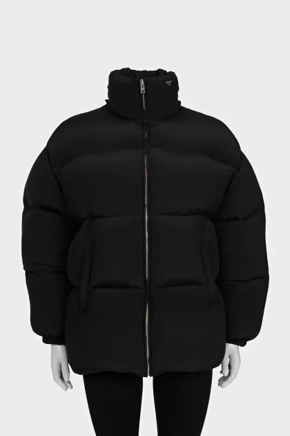 Silk down jacket with a zipper