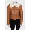 Short sheepskin coat with buttons