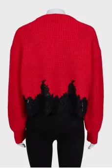 Red sweater with lace