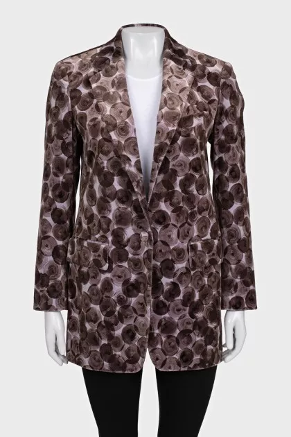 Velvet jacket with a round print