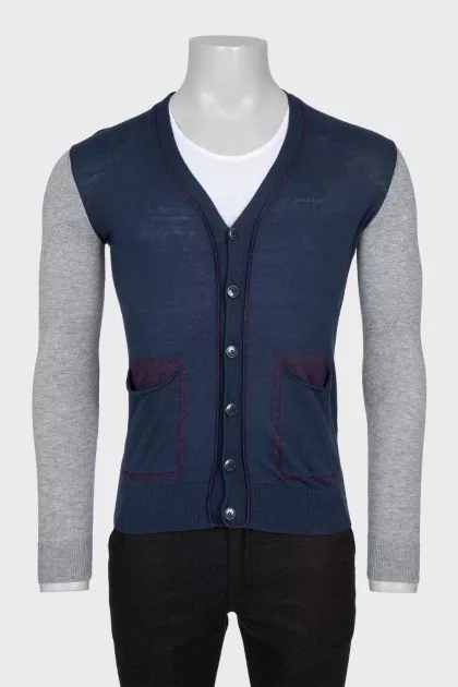Men's cardigan with patch pockets