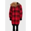 Checkered cardigan with detachable fur