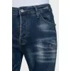 Men's slim fit jeans with a ripped effect and print