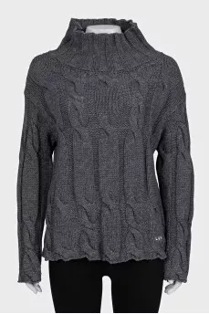 Gray turtleneck sweater