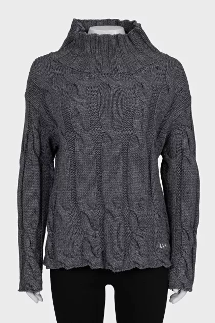 Gray turtleneck sweater