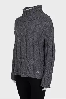 Gray turtleneck sweater