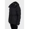 Fitted down jacket with a detachable hood