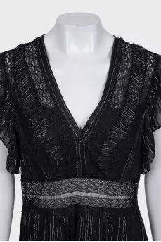 Black dress with a lace belt