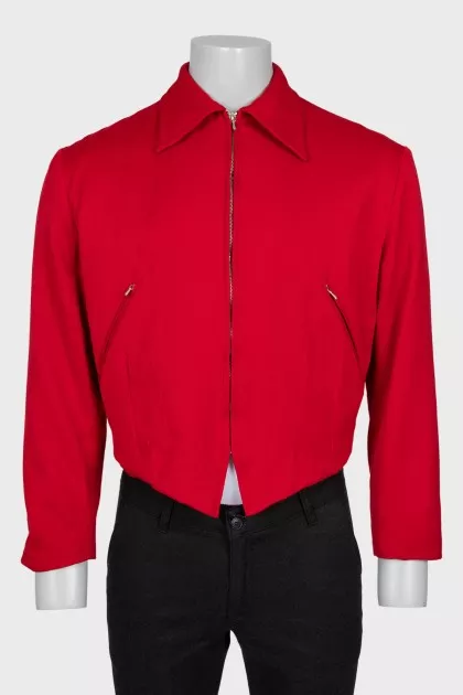 Men's cropped red cardigan