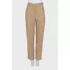 Straight-leg beige wool trousers
