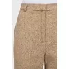 Straight-leg beige wool trousers