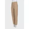 Straight-leg beige wool trousers