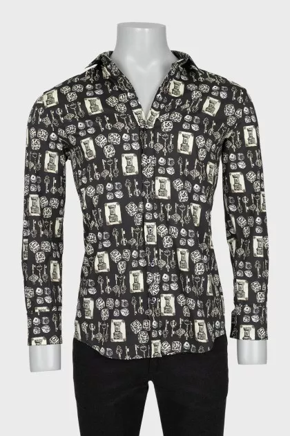 Men's black printed shirt