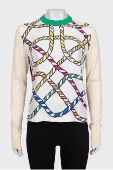 Wool and silk jumper with print