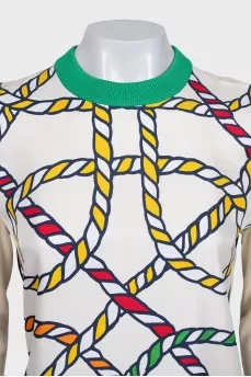 Wool and silk jumper with print