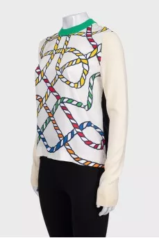 Wool and silk jumper with print
