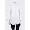 Straight-cut shirt with draped sleeves