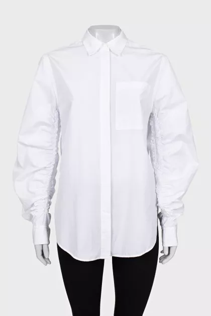 Straight-cut shirt with draped sleeves