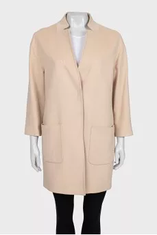 Beige V-neck coat