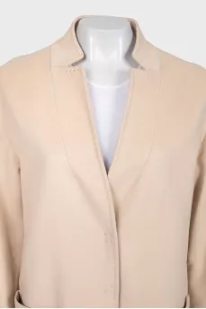 Beige V-neck coat