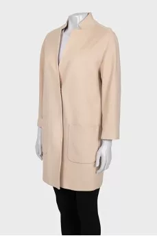Beige V-neck coat