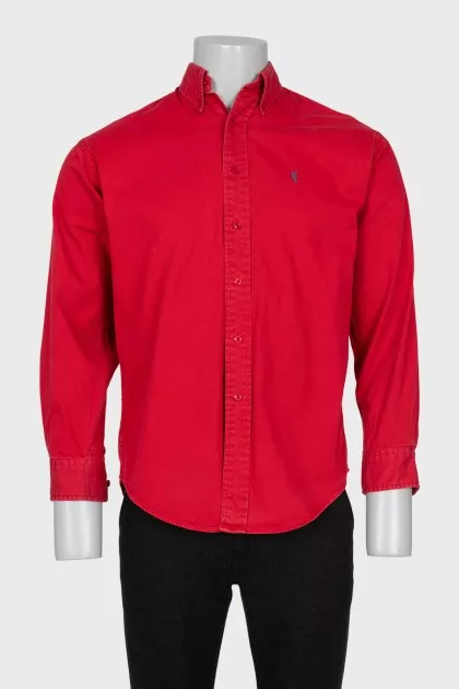 Men's red denim shirt