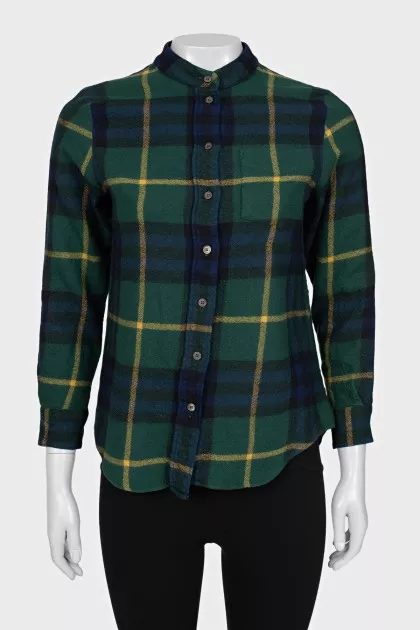 Green woolen checkered shirt