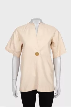 Beige T-shirt with gold decor