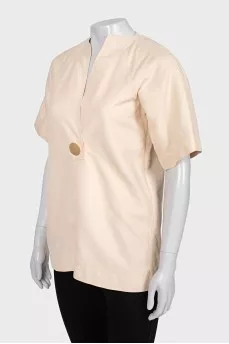 Beige T-shirt with gold decor