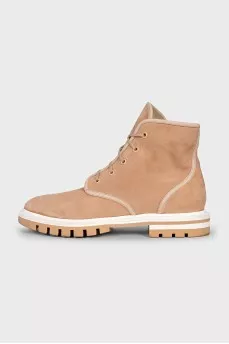 Suede lace-up boots