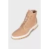 Suede lace-up boots