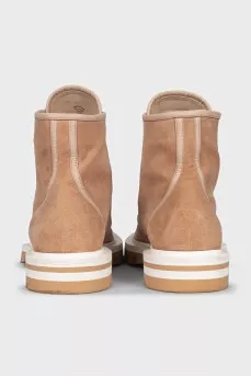Suede lace-up boots