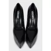 Leather wedge shoes with tag