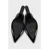Leather wedge shoes with tag