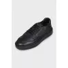 Men's black leather sneakers