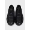 Men's black leather sneakers