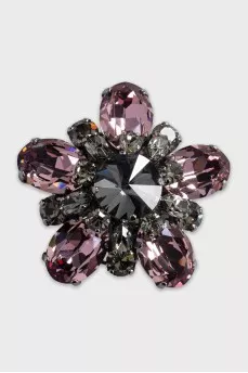 Flower-shaped brooch with crystals