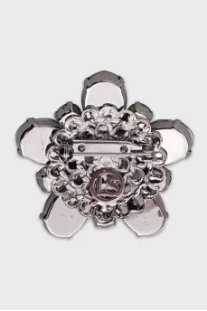 Flower-shaped brooch with crystals
