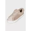Suede sneakers with fur trim