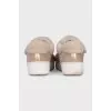 Suede sneakers with fur trim