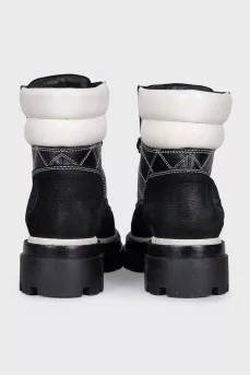Black leather and suede boots