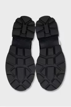 Black leather and suede boots