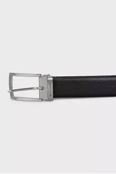 Men's leather belt with a rectangular buckle