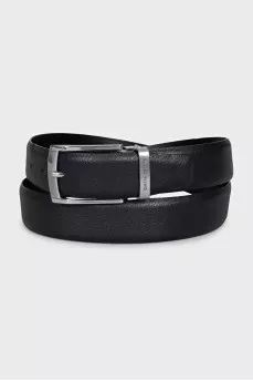 Men's leather belt with a rectangular buckle