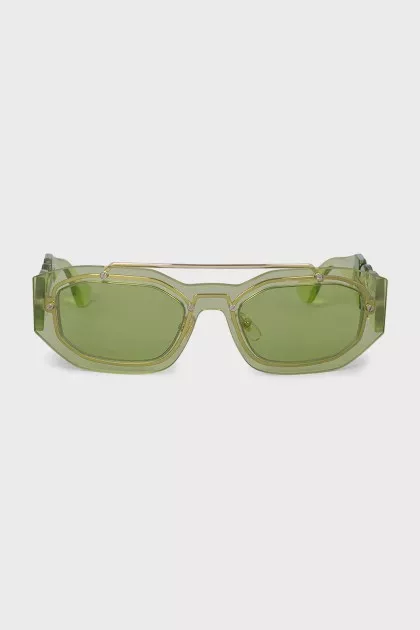 Green sunglasses with clear frames